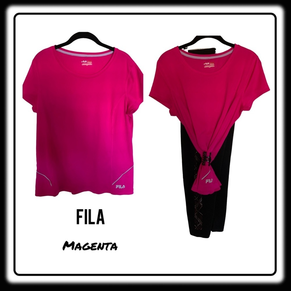 FILA magenta workout shirt. size XL. Stretchy and lightweight!